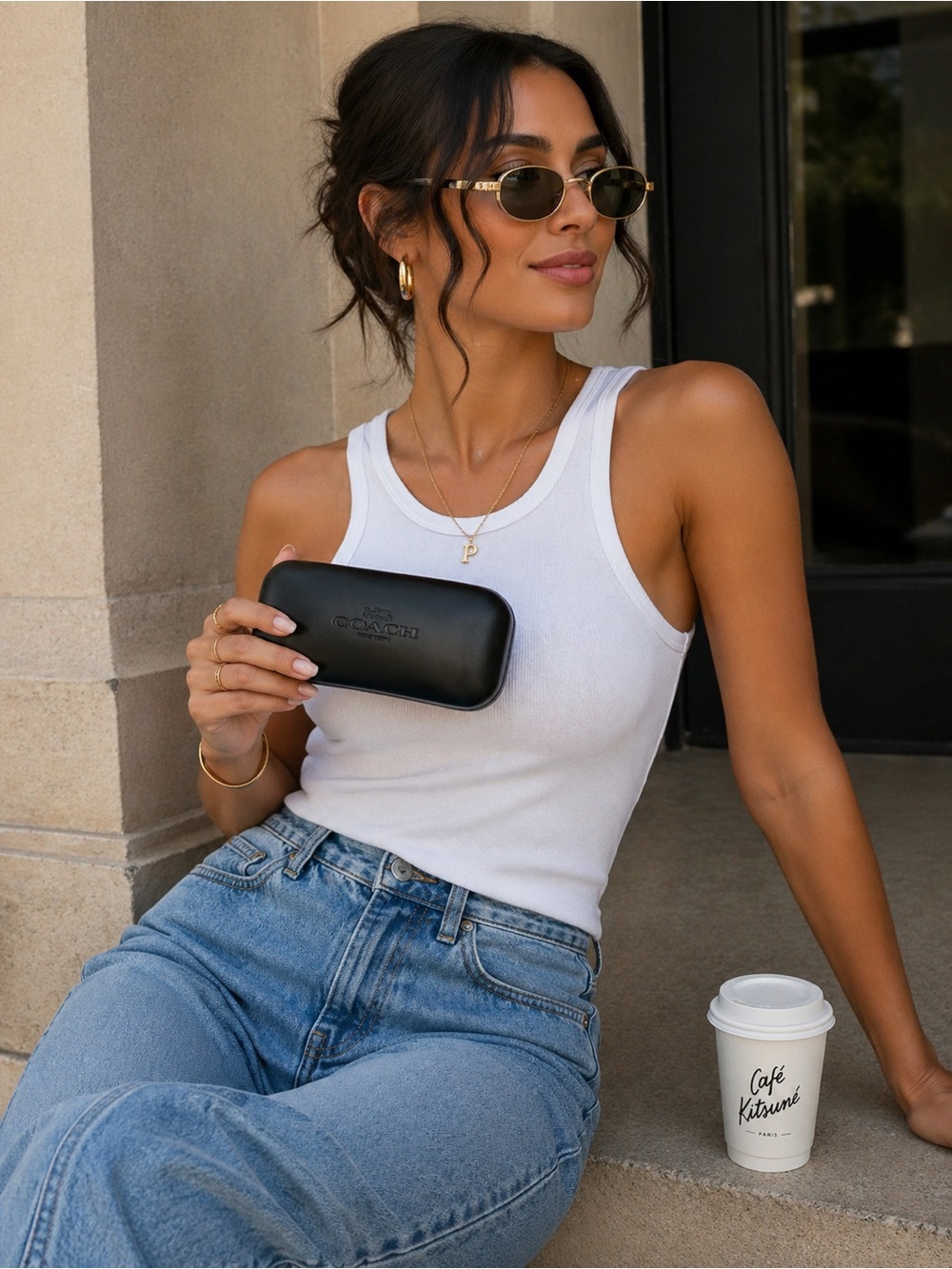 Coach Black Leather Hard Eyeglass Case